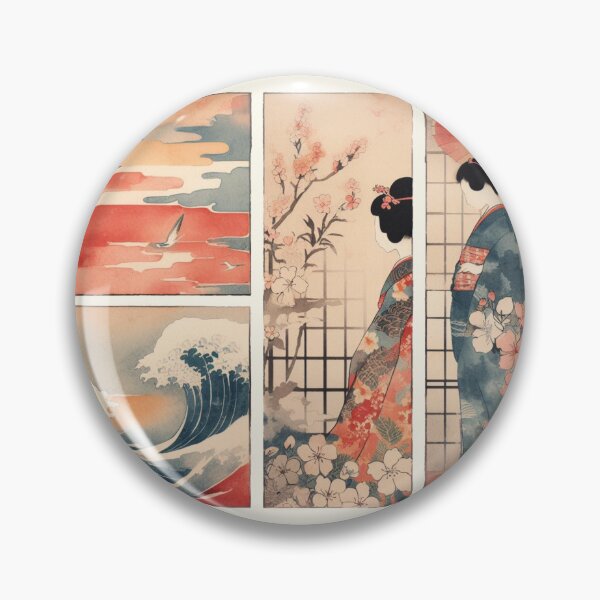 Item preview, Japanese Serenity: Ukiyoe-Inspired Rectangular Watercolour Elegance designed and sold by Doddlaix.