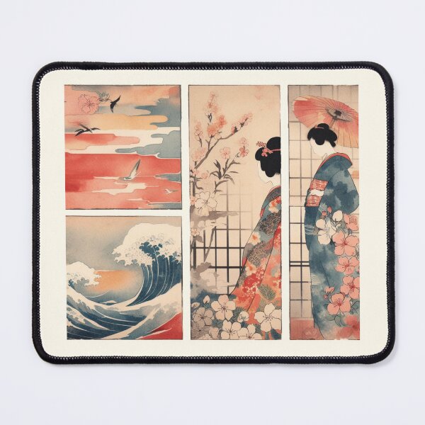 Item preview, Japanese Serenity: Ukiyoe-Inspired Rectangular Watercolour Elegance designed and sold by Doddlaix.