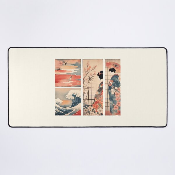 Item preview, Japanese Serenity: Ukiyoe-Inspired Rectangular Watercolour Elegance designed and sold by Doddlaix.