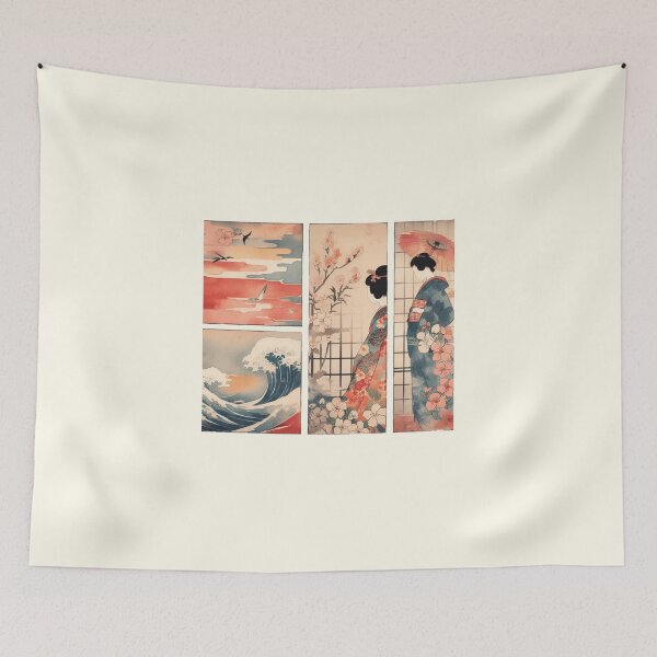 Item preview, Japanese Serenity: Ukiyoe-Inspired Rectangular Watercolour Elegance designed and sold by Doddlaix.