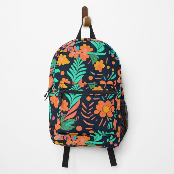 Item preview, Orange and cyan French floral pattern  designed and sold by Roxburylane.
