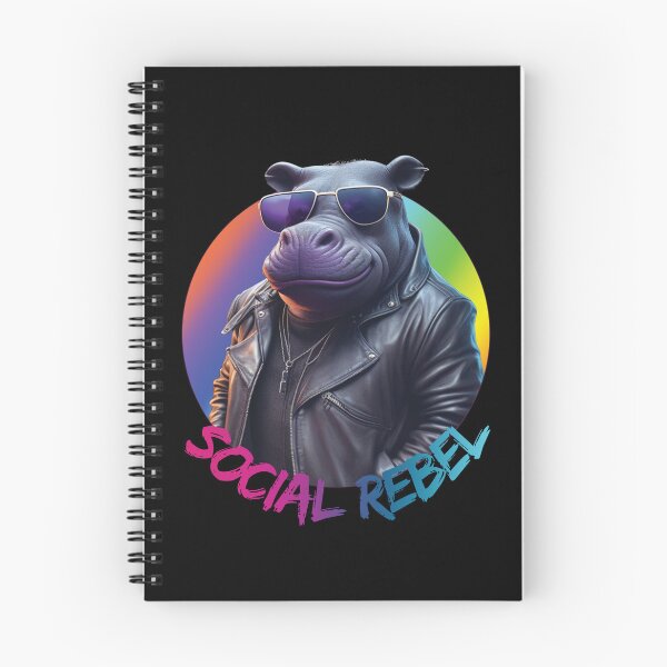 Aperçu de l'œuvre Hippopotame avec des lunettes de soleil et une veste en cuir créée et vendue par HarridanCreates.