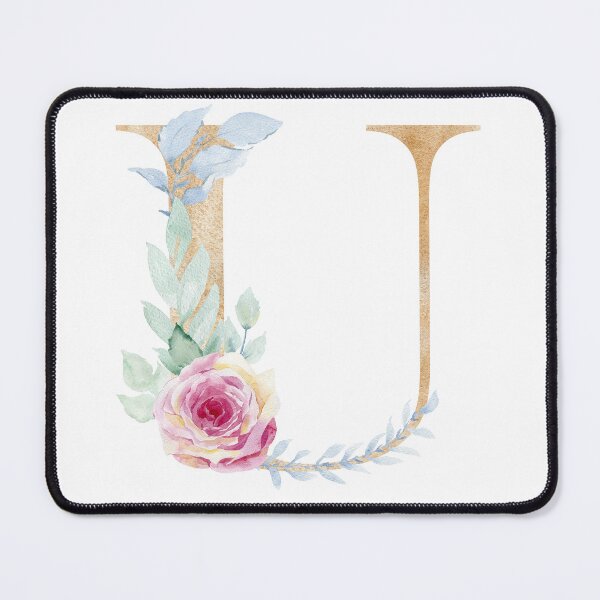 Item preview, Watercolor floral letter U with roses. Personalized Monogram. designed and sold by tapilipa.