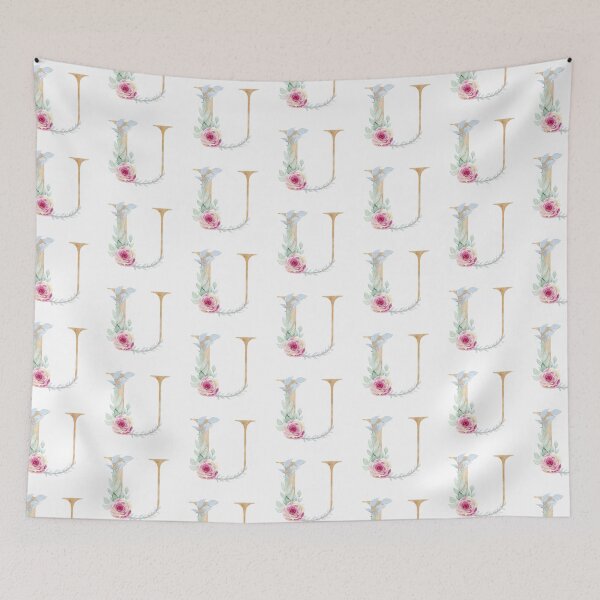 Item preview, Watercolor floral letter U with roses. Personalized Monogram. designed and sold by tapilipa.