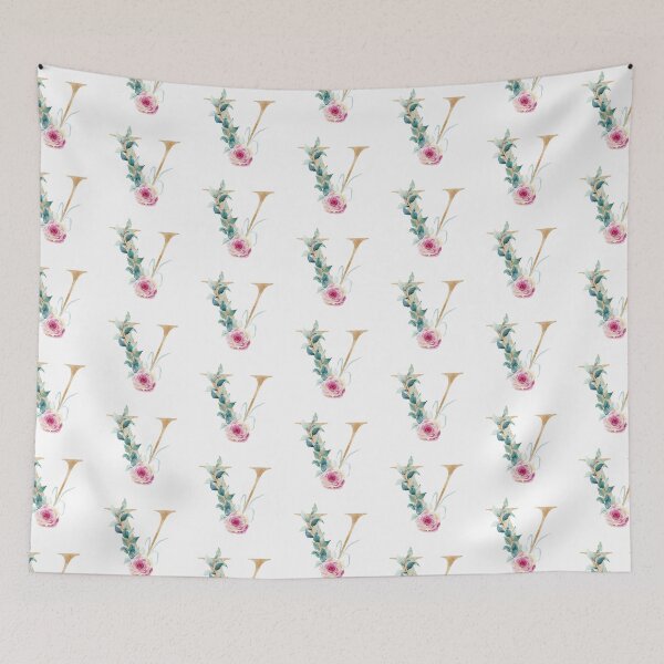 Item preview, Watercolor floral letter V designed and sold by tapilipa.