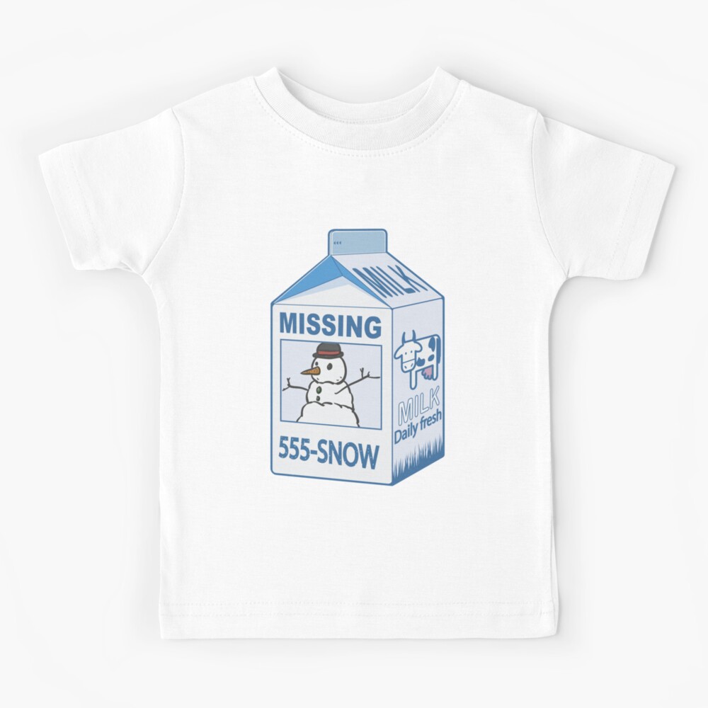 Missing Snow Man On Milk Carton For Kids Kids T Shirt By Manikool Redbubble - roblox snowman shirt