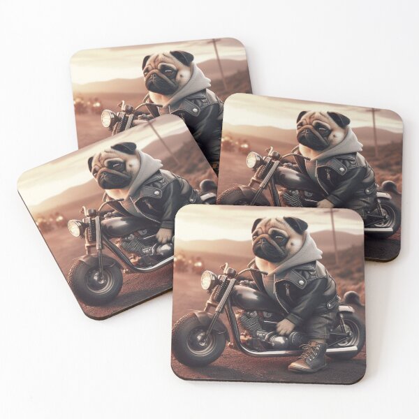 Item preview, Pug in Leather Jacket Riding a Motorcycle designed and sold by CanArtVision.