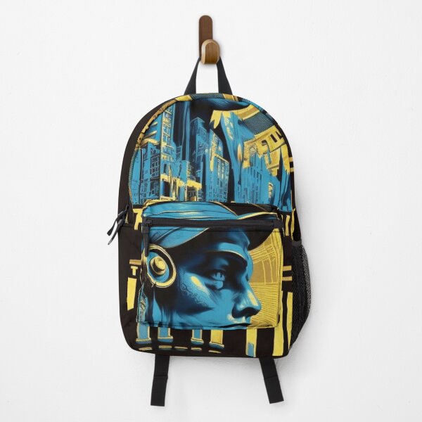 Item preview, Metropolis City Futuristic Face Light Games Film Blue Black Yellow Gold designed and sold by G-M-Designs.