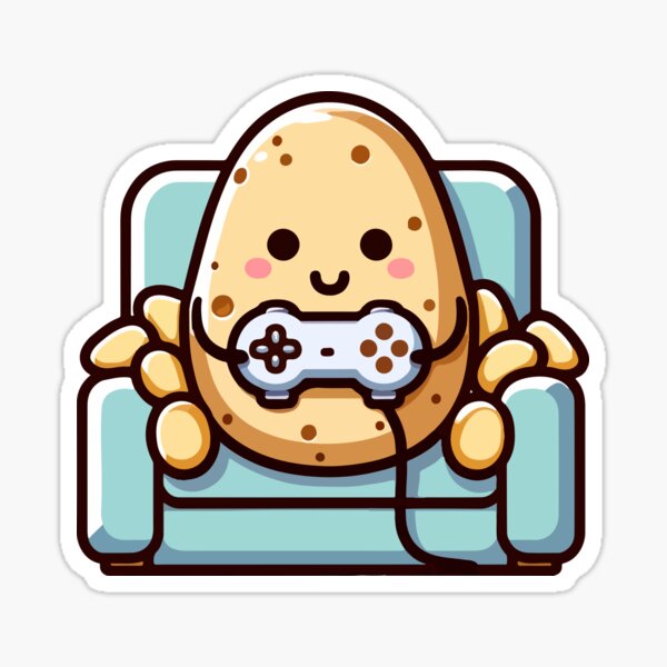 Vista previa del artículo con la obra «Adorable Gamer Potato Couch Playtime», diseñado y vendido por OniumEth.