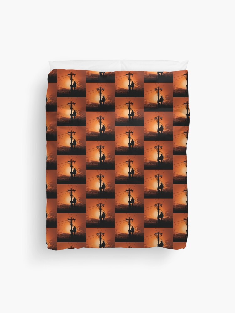 Thumbnail 1 of 2, Duvet Cover, Cool Lineman designed and sold by LineXpressions.