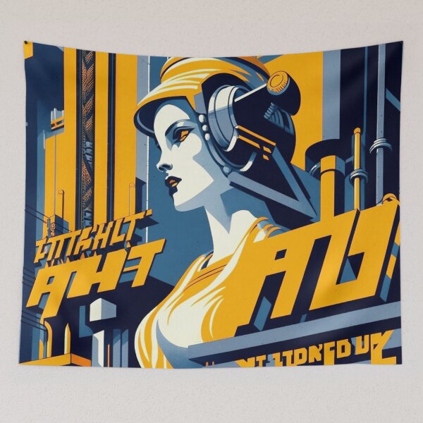 Artikelvorschau, Metropole City Futuristisch Gesicht Lichtspiele Film blau schwarz gelb gold entworfen und verkauft von G-M-Designs.