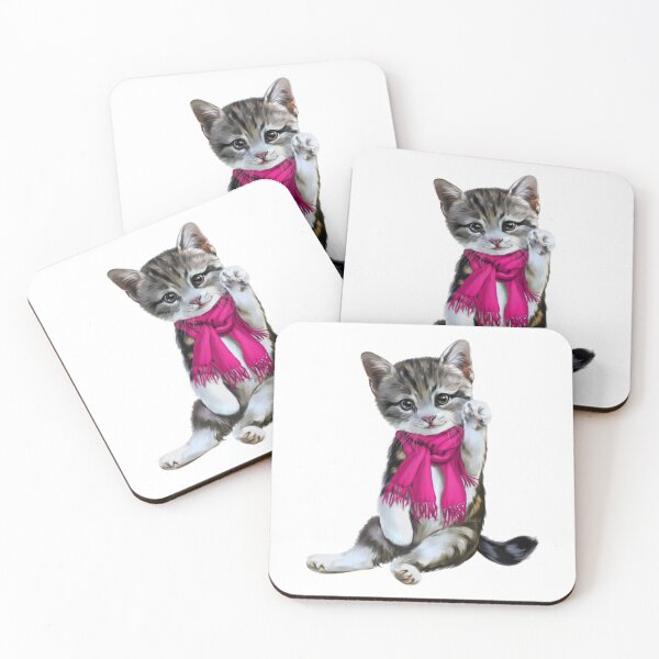 Item preview, Cute Christmas kitty with a pink scarf designed and sold by Yelenaapen.