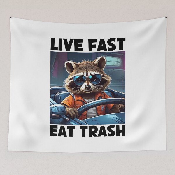 Item preview, Live Fast Eat Trash, Eat Trash Do Crime, Funny Raccoon designed and sold by Porcupine Tees ⭐⭐⭐⭐⭐.