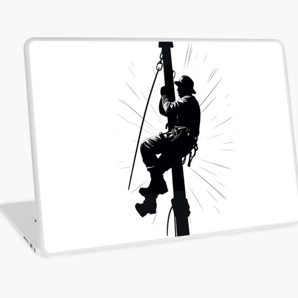 Cool Lineman Silhouette on Utility Poles Laptop Skin
