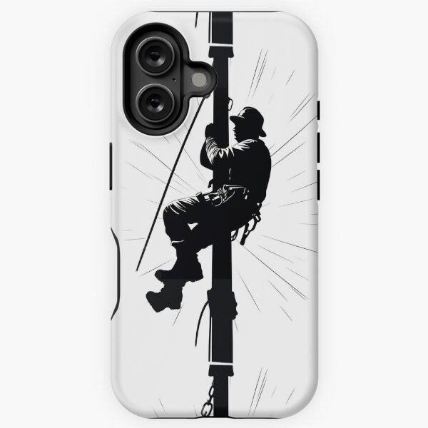 Cool Lineman Silhouette on Utility Poles iPhone Tough Case