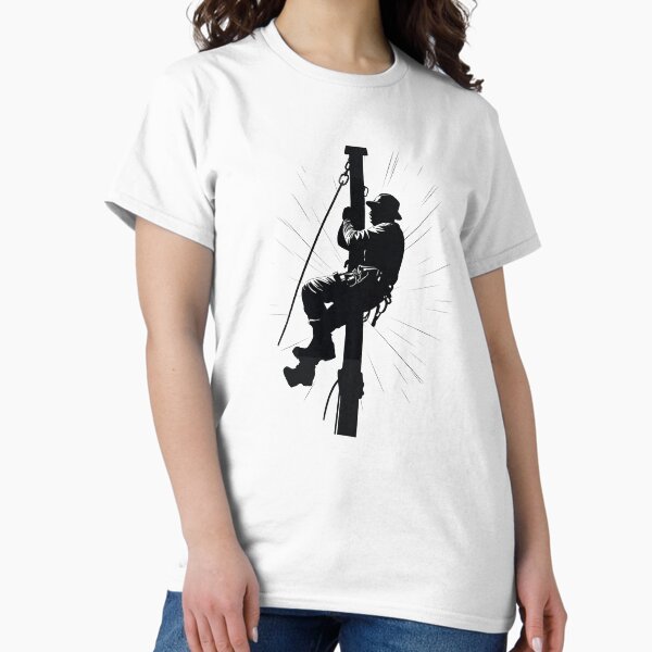Cool Lineman Silhouette on Utility Poles Classic T-Shirt