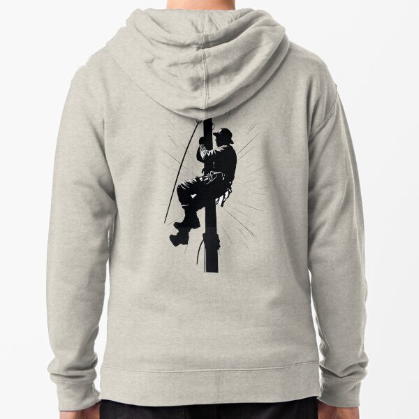 Cool Lineman Silhouette on Utility Poles Zipped Hoodie