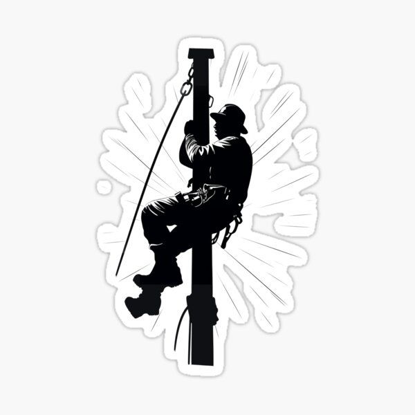 Cool Lineman Silhouette on Utility Poles Sticker