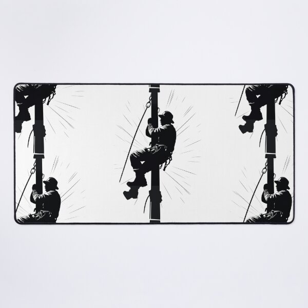 Cool Lineman Silhouette on Utility Poles Desk Mat