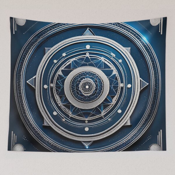 Item preview, Sacred Geometry Mandala Balance Blue designed and sold by SpiritualManda.