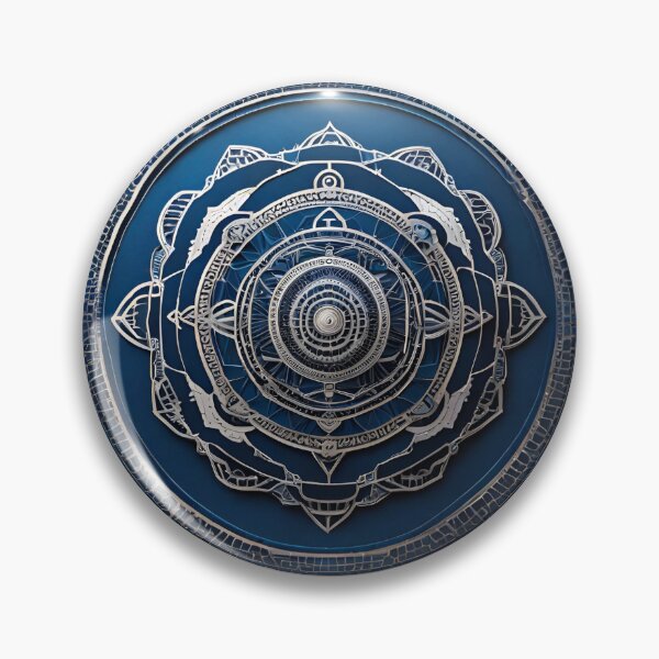 Item preview, Cosmic Harmony Mandala Silver Blue designed and sold by SpiritualManda.