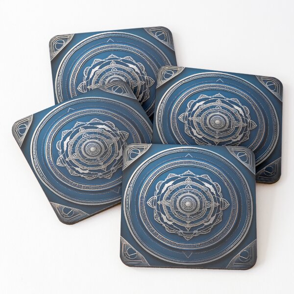 Item preview, Cosmic Harmony Mandala Silver Blue designed and sold by SpiritualManda.