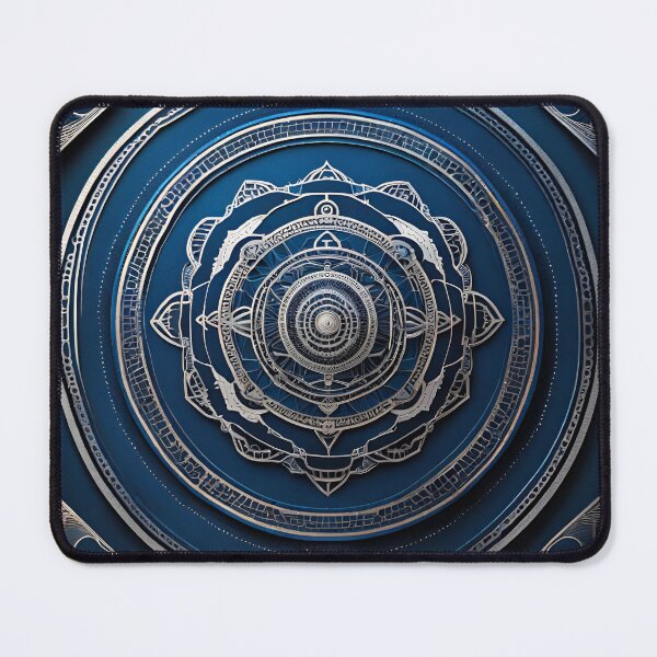 Item preview, Cosmic Harmony Mandala Silver Blue designed and sold by SpiritualManda.