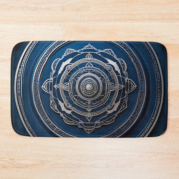 Item preview, Cosmic Harmony Mandala Silver Blue designed and sold by SpiritualManda.