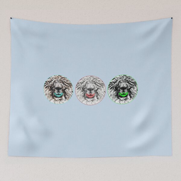 Item preview, Three Sheep Kisses Aqua, Red and Green - Digitally Reimaged Photograph designed and sold by HeavyHits.
