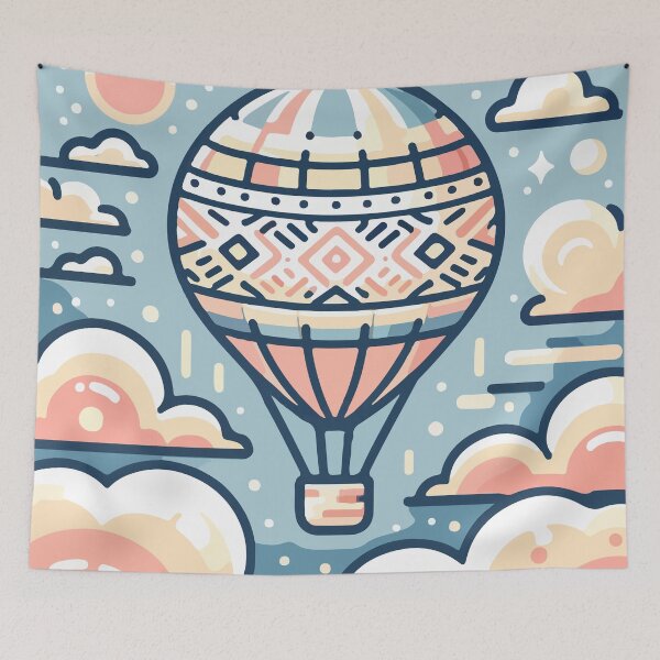 Item preview, Bohemian Sky Adventure Pastel Hot Air Balloon designed and sold by OniumEth.