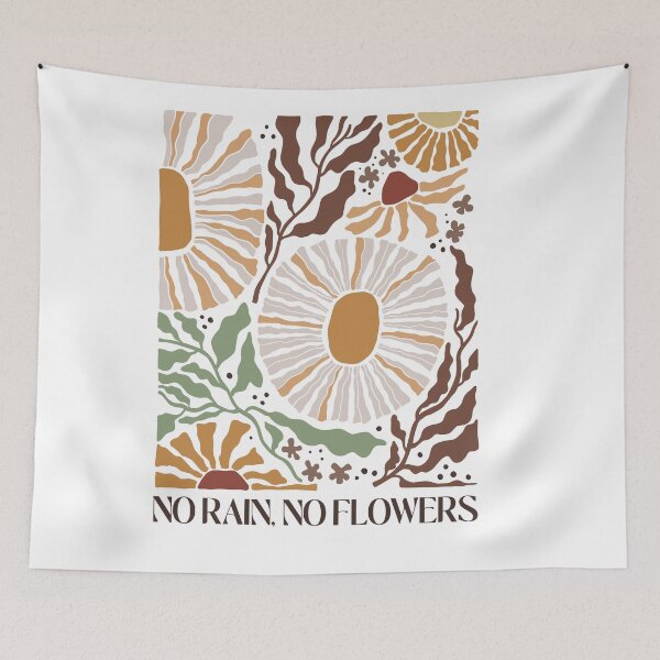 Artikelvorschau, No Rain No Flowers Shirt, Boho Floral Ästhetisches T-Shirt entworfen und verkauft von chipmuckdesignn.