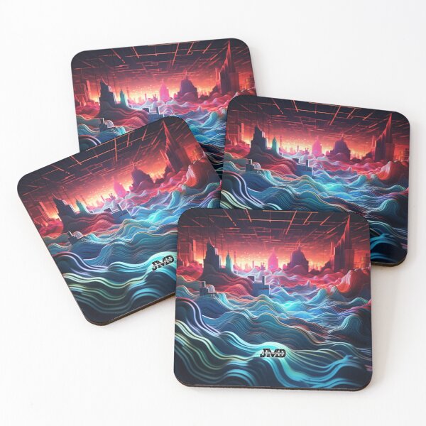 Item preview, Electrifying Neon Waves with City Skyline designed and sold by Jenson Major.