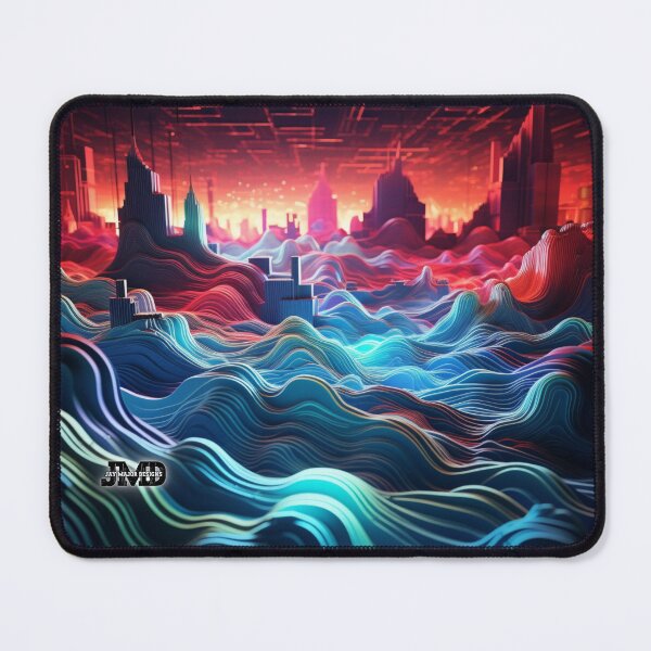 Item preview, Electrifying Neon Waves with City Skyline designed and sold by Jenson Major.