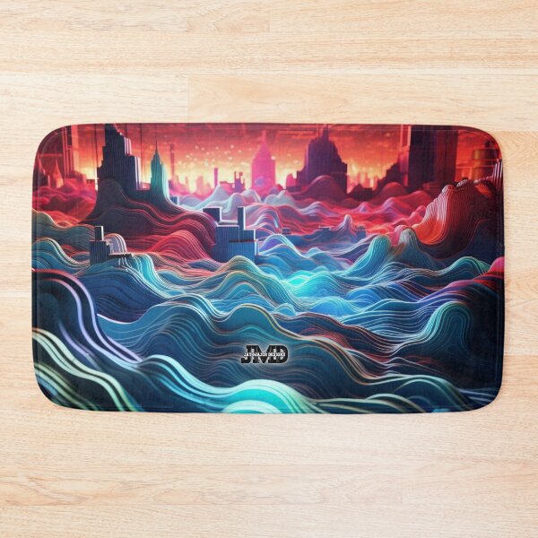 Item preview, Electrifying Neon Waves with City Skyline designed and sold by Jenson Major.