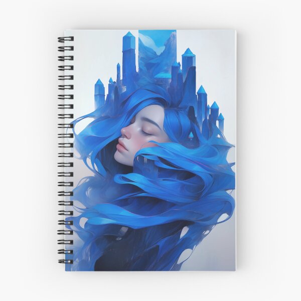 Item preview, A high resolution portrait of a beautiful woman with wavy blue castle hair  designed and sold by sariyababanova.