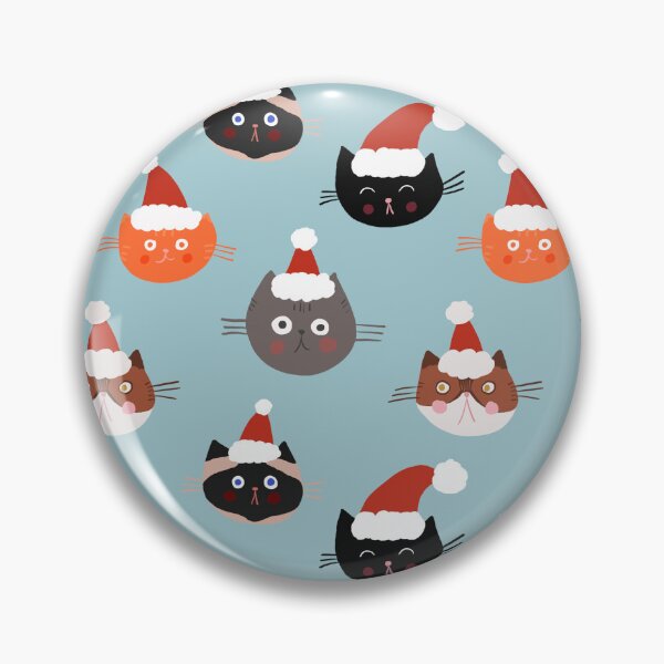 Artikelvorschau, Katzen in Weihnachtsmützen auf Blau entworfen und verkauft von Stephanie McRae.