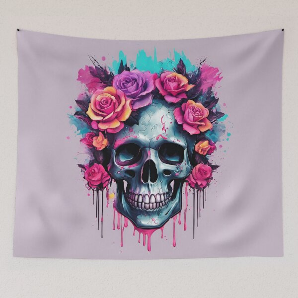 Item preview, Flowered Skull Smiling Death designed and sold by SilverSunStudio.
