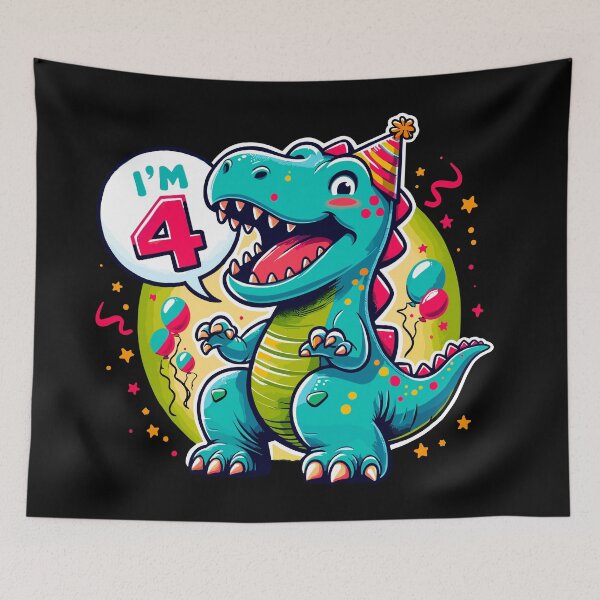 Item preview, Happy 4th Birthday - Roaring Dino Bash designed and sold by Jurady.