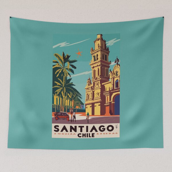 Item preview, A Vintage Travel Art of Santiago - Chile designed and sold by GoodOldVintage.