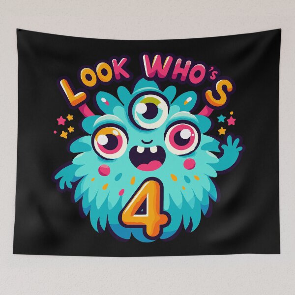 Item preview, Happy 4th Birthday - Whimsical Monster Cheer designed and sold by Jurady.