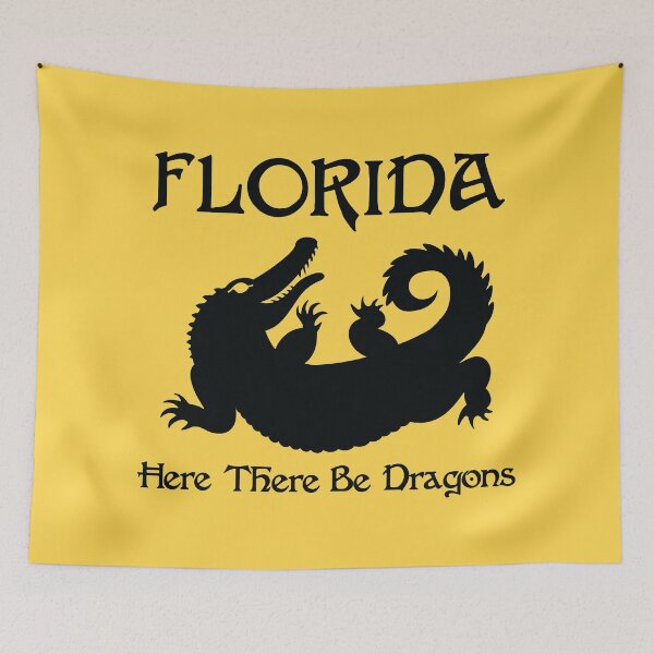 Item preview, Florida Alligator Here There Be Dragons (Black Text) designed and sold by GatorDesign.