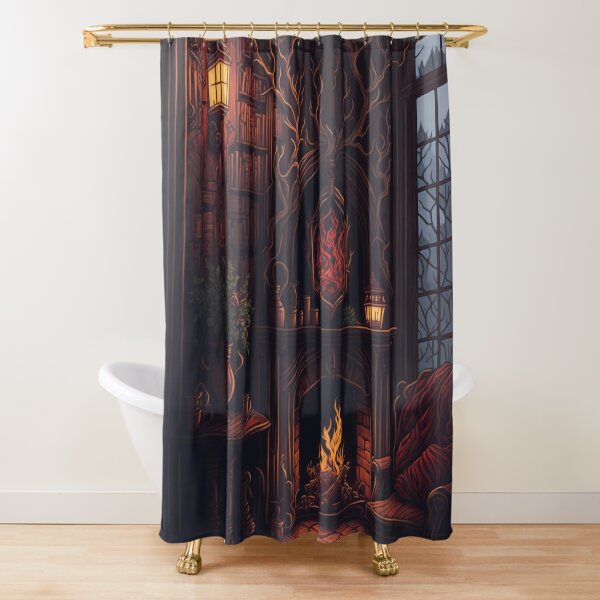 Harry Potter Grey Stripe Hogwarts Crest Shower Curtain