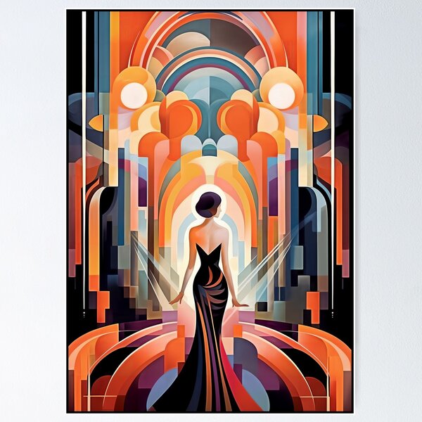 Item preview, Vintage Art Deco Poster with female figure designed and sold by Lefteris Betsis.