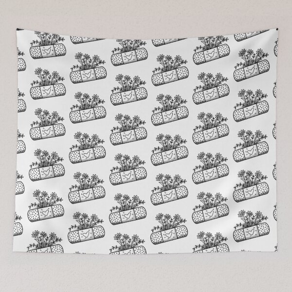 Item preview, Tattoo style bandaid sticking plaster with florals designed and sold by jazzydevil.