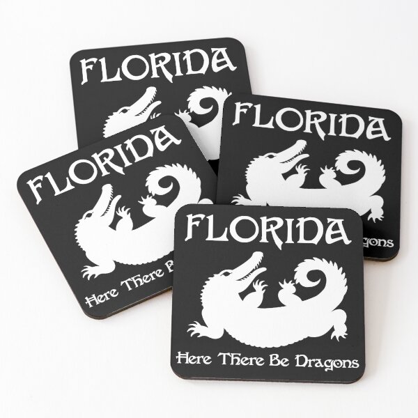 Item preview, Florida Alligator Here There Be Dragons (White Text) designed and sold by GatorDesign.