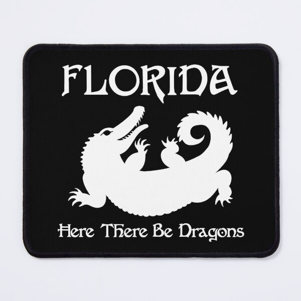Item preview, Florida Alligator Here There Be Dragons (White Text) designed and sold by GatorDesign.