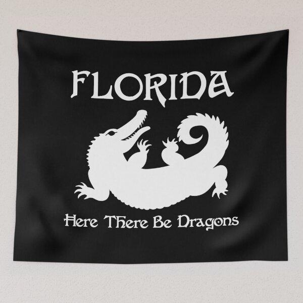 Item preview, Florida Alligator Here There Be Dragons (White Text) designed and sold by GatorDesign.