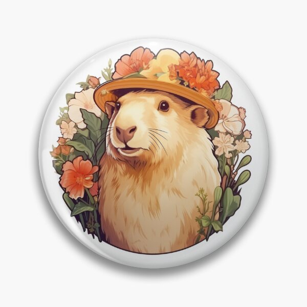 Item preview, Capybara Wearing A Flowered Hat designed and sold by ReverseBleach.
