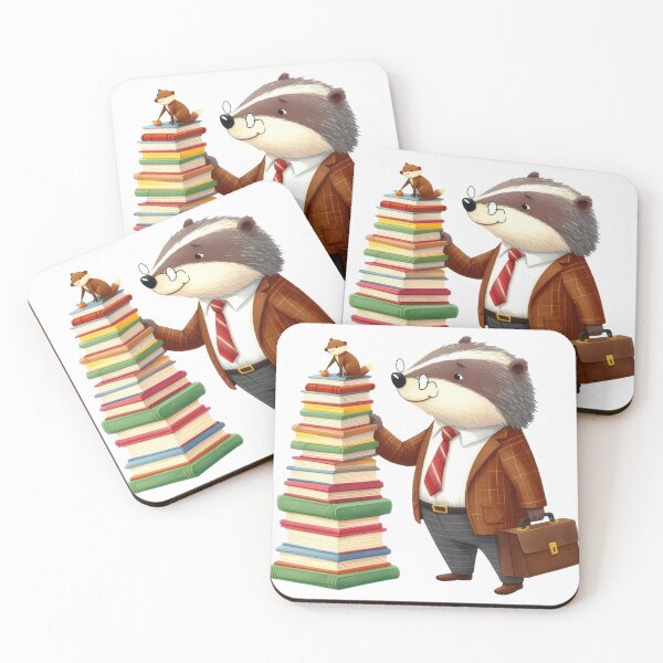 Item preview, Badger Bliss: Quirky Watercolour Illustration with Books designed and sold by Doddlaix.