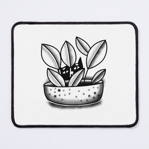 Item preview, Tattoo style cat watching you through indoor plants designed and sold by jazzydevil.